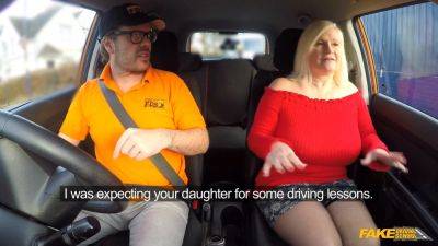 British MILF with huge boobs fucks her driving instructor in fake driving school POV - sexu.com - Britain